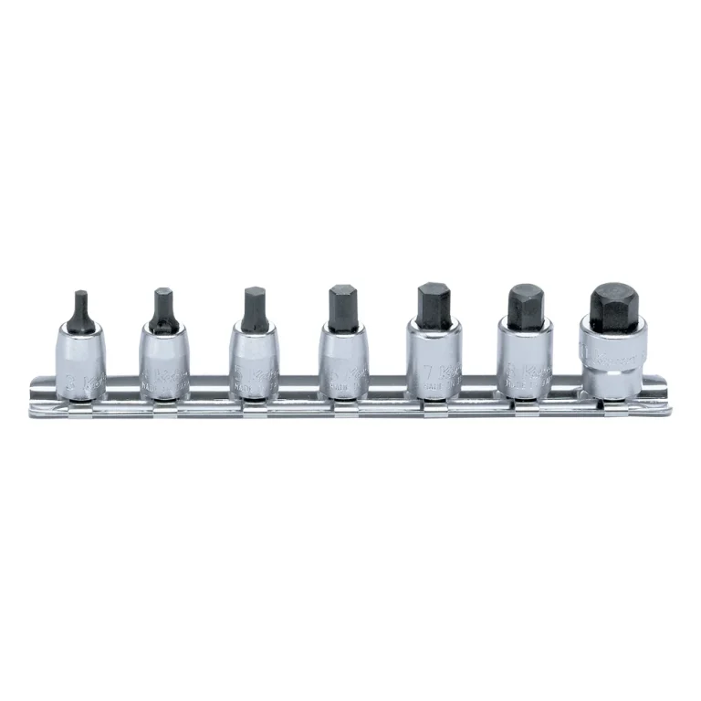 1/4" steckschlüssel für innensechskantschrauben, (zoll) 7teiliger satz auf halteschiene