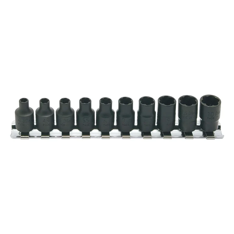 1/4" impact nut twister, 10teiliger satz auf halteschiene