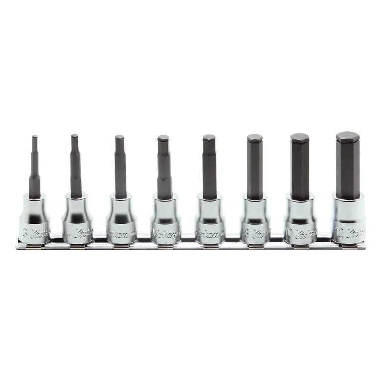 3/8" steckschlüssel innensechskant (mit haltering), 8teiliger satz auf halteschiene