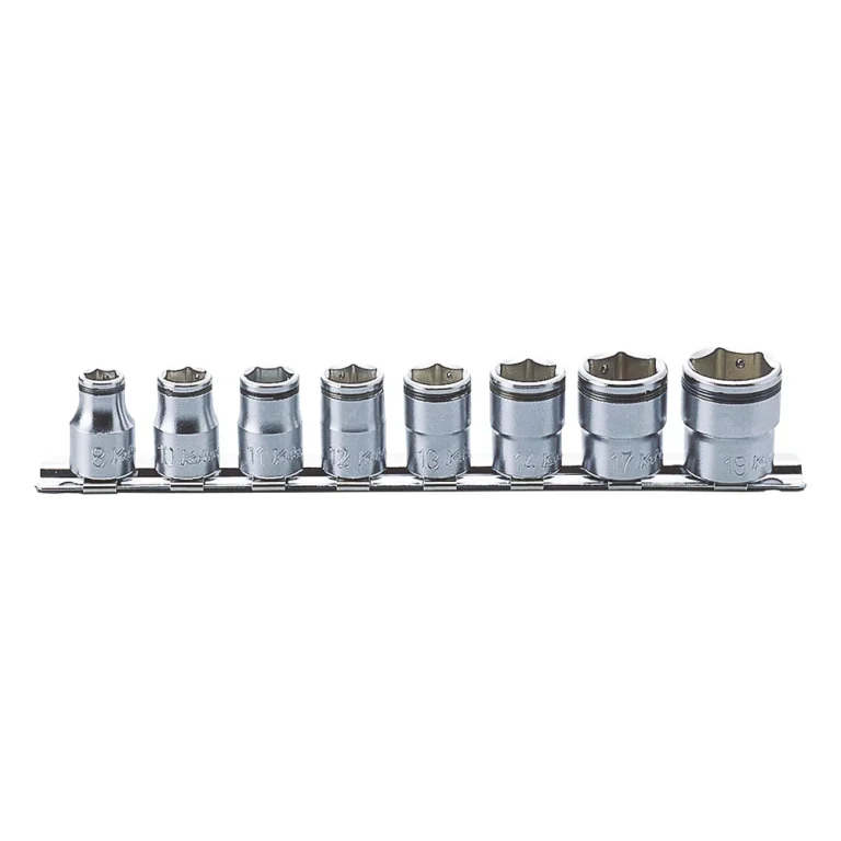 3/8" steckschlüssel (mm), nut grip, 8teiliger satz auf halteschiene