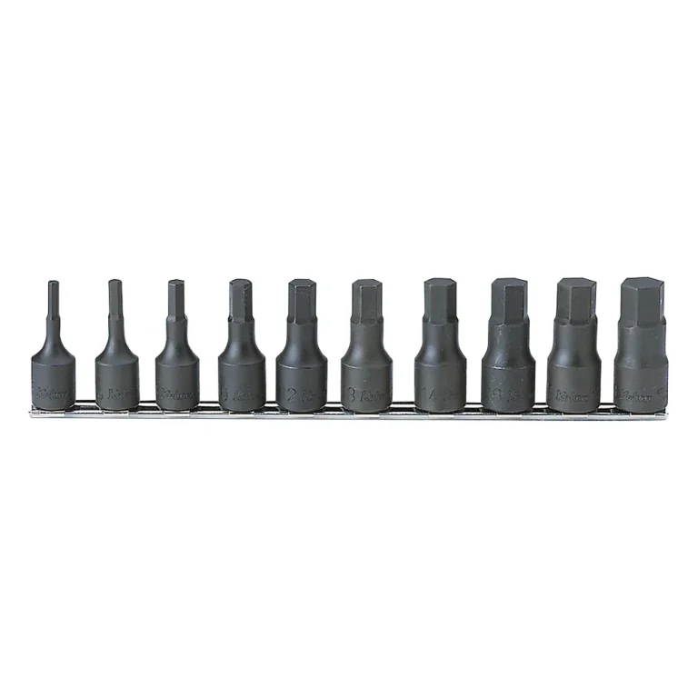 1/2" steckschlüssel innensechskant, 10teiliger satz auf halteschiene