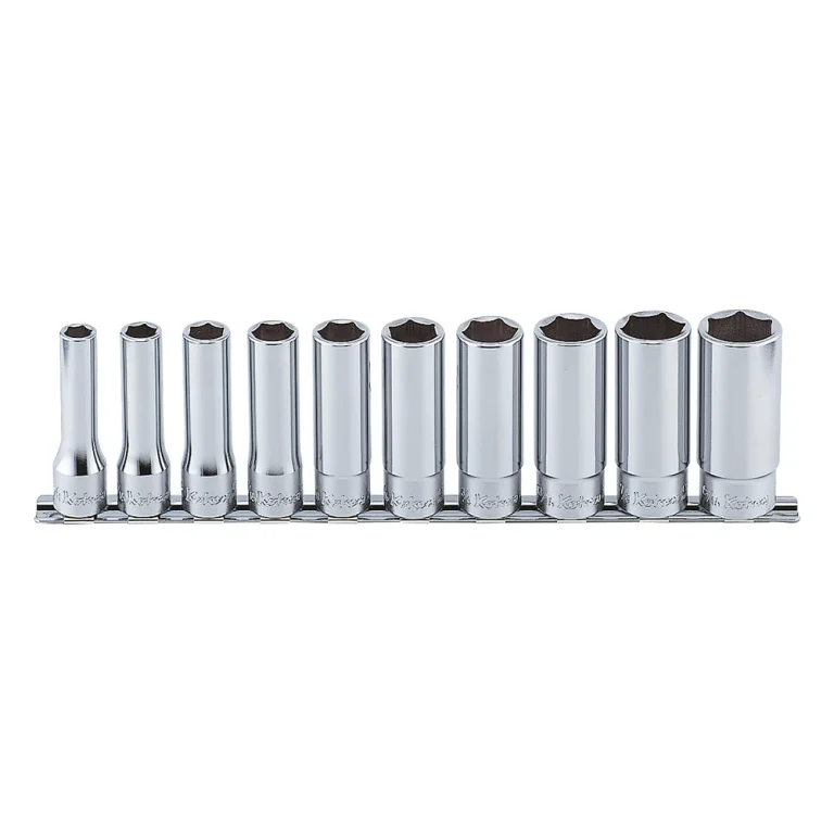 1/2" 6 kant steckschlüssel, lang (zoll), 10teiliger satz auf halteschiene