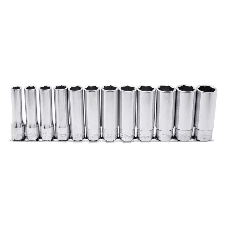 1/2" 6-kant Steckschlüssel, 12teiliger Satz auf Halteschiene
