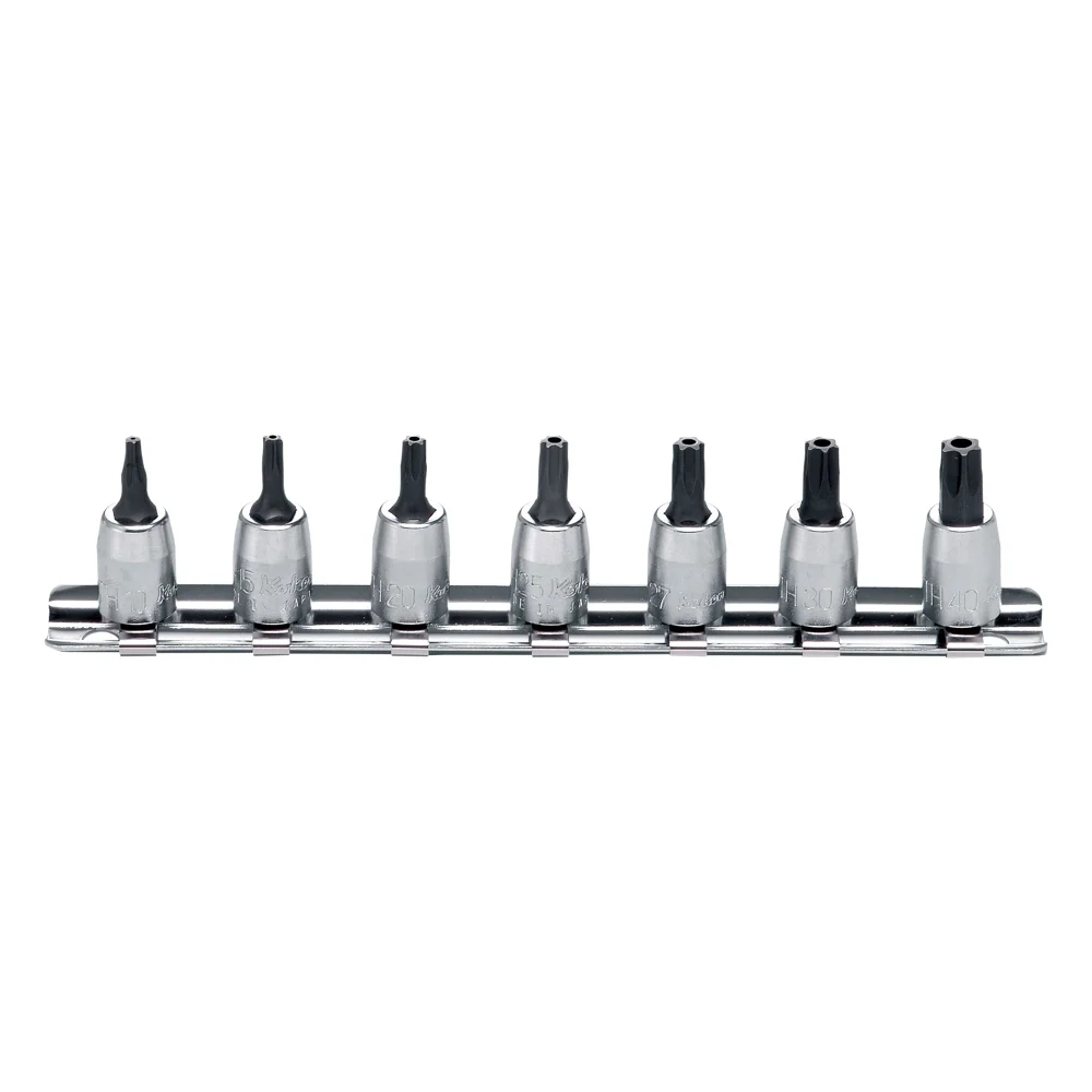 1/4'' tamper resistant torx® bitsatz, 7 teiliger satz auf halteschiene