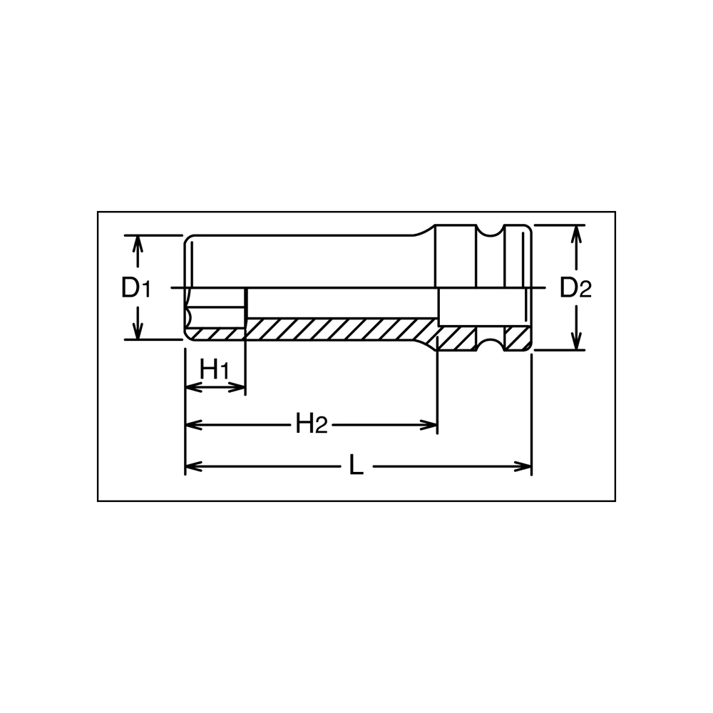 3/8'' 6-kant Schlagschrauber Nuss, dünnwandig - Skizze