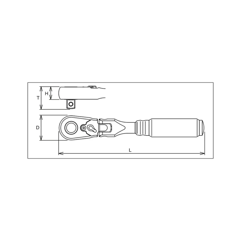 3/8" Gelenk-Ratsche, 72-Zahn Mechanismus und Entriegelungsknopf, Z-SERIE - Skizze