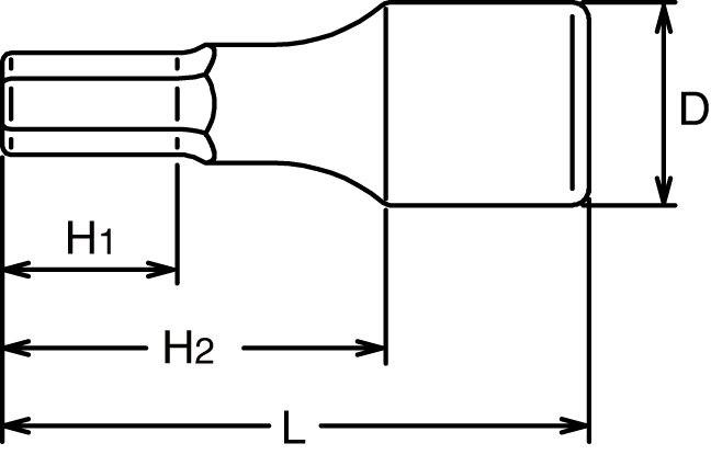 1/2'' Aussensechskant-Bitstecknuss, 75 mm
