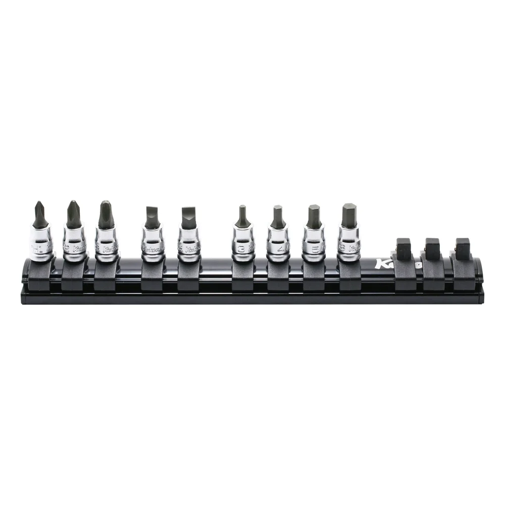 1/4'' Bitsatz (mix), 9-teiliger Satz auf Magnetschiene, Z-SERIE