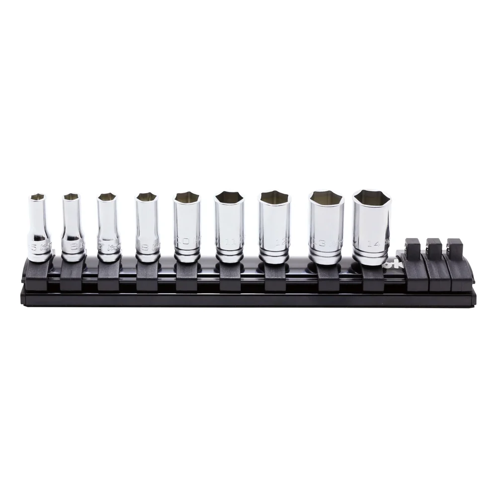 1/4'' 6-kant Nusssatz (mittel-lang), 9-teiliger Satz auf Magnetschiene, Z-SERIE