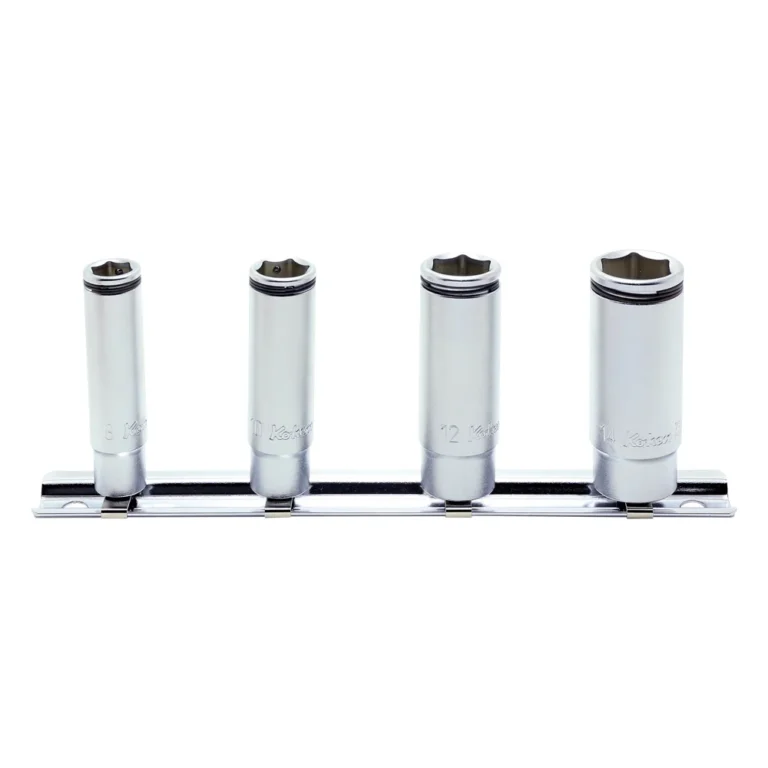 1/4'' 6-kant Nusssatz (lang), 4-teiliger Satz auf Halteschiene, NUT GRIP