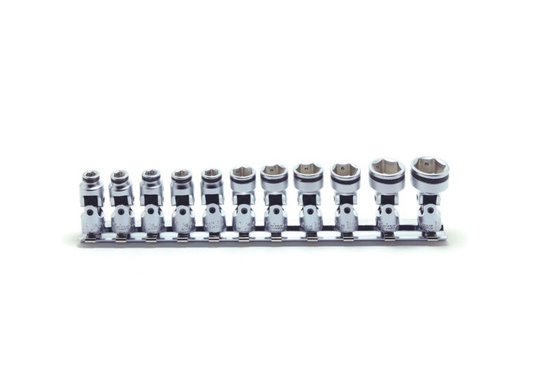 1/4'' 6 kant gelenk einsatz, 11 teiliger satz auf halteschiene, nut grip