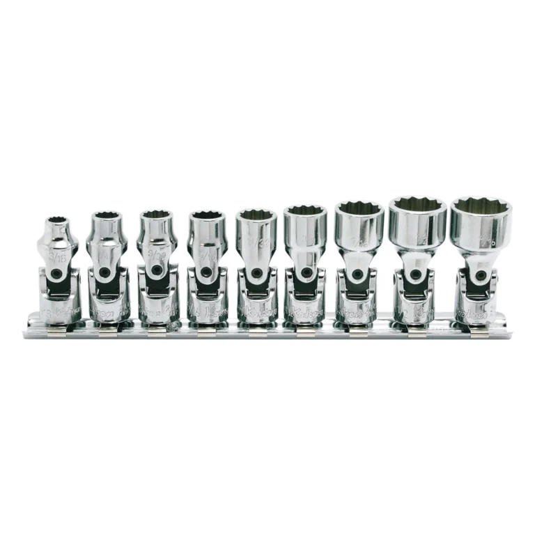 1/4″ 12 kant nusssatz mit gelenk (zoll), 9 teiliger satz auf halteschiene