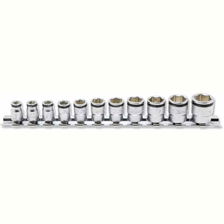 1/4'' 6 kant nusssatz, 11 teiliger satz auf halteschiene, nut grip