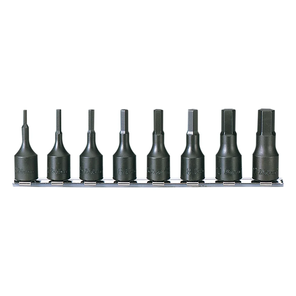 3/8” Bitsatz Aussensechskant, 8-teiliger Satz auf Halteschiene