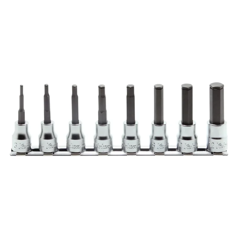 3/8″ Bitsatz Aussensechskant mit Haltering, 8-teiliger Satz auf Halteschiene