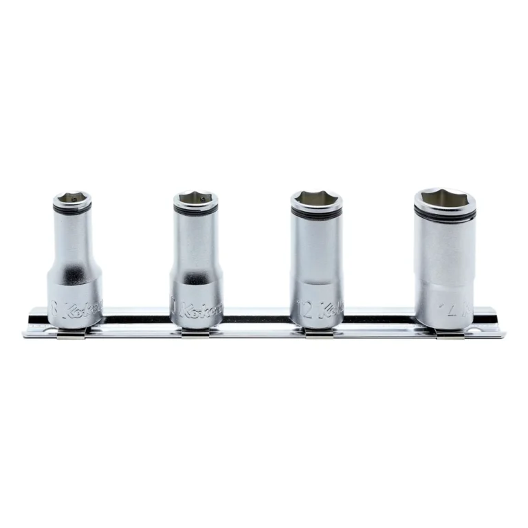 3/8″ 6-kant Nusssatz, 4-teiliger Satz auf Halteschiene, NUT GRIP